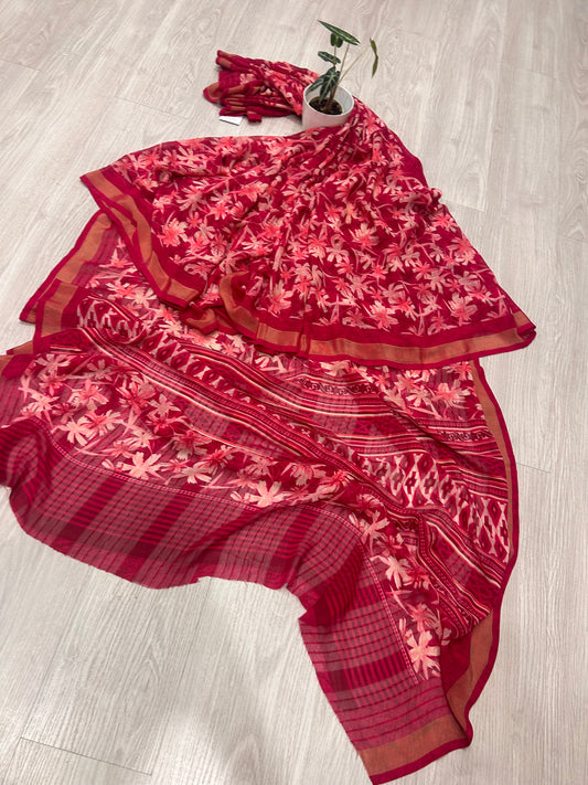 RED GEORGETTE PRINTED SAREE