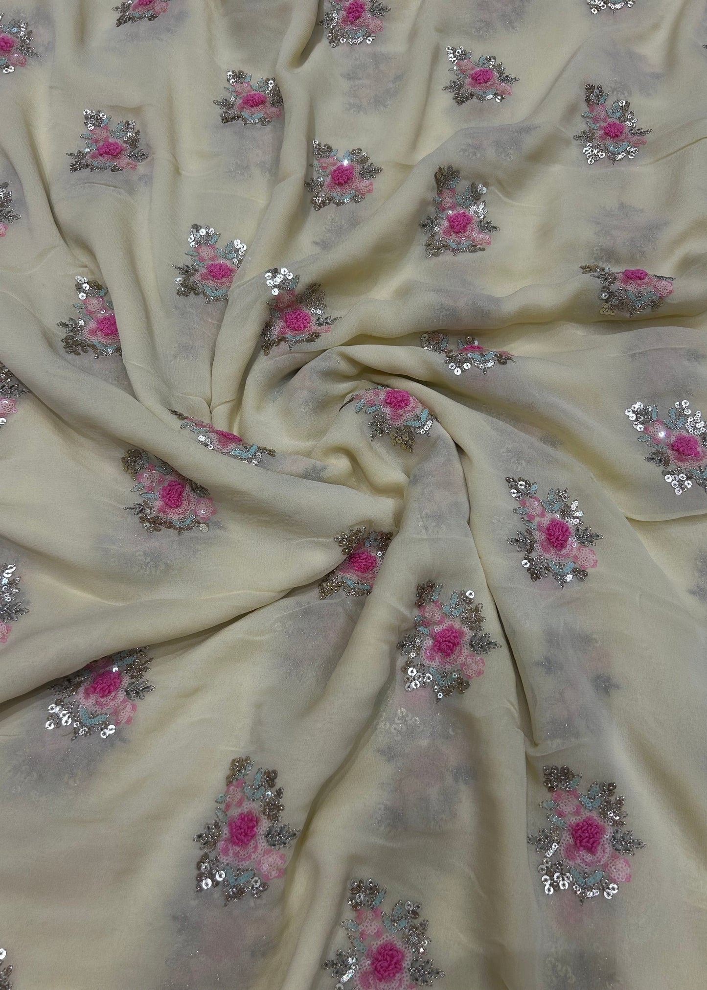 PALE YELLOW GEORGETE FABRIC BY METER