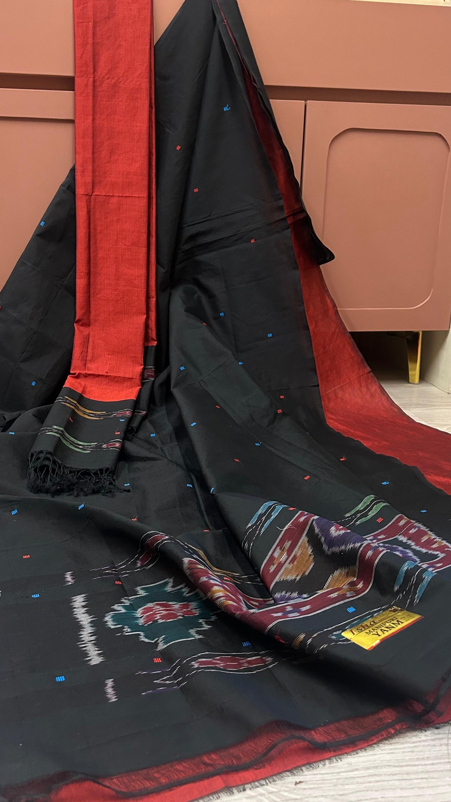 BLACK MANIPURI SILK SUIT MATERIAL