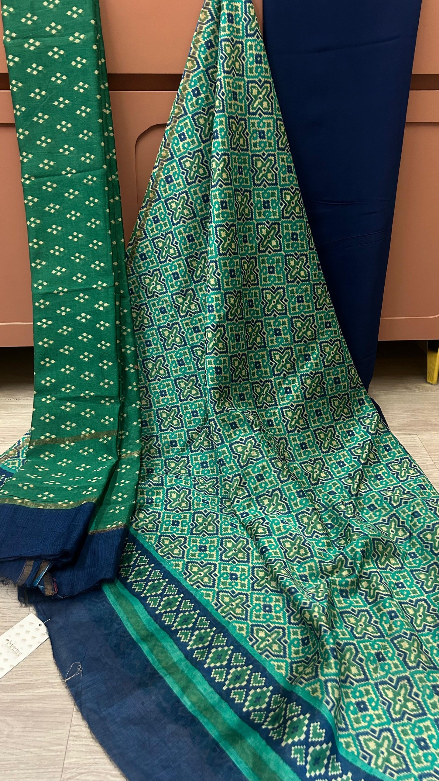 CHANDERI SUIT MATERIAL IN PEACOCK COMBINATION