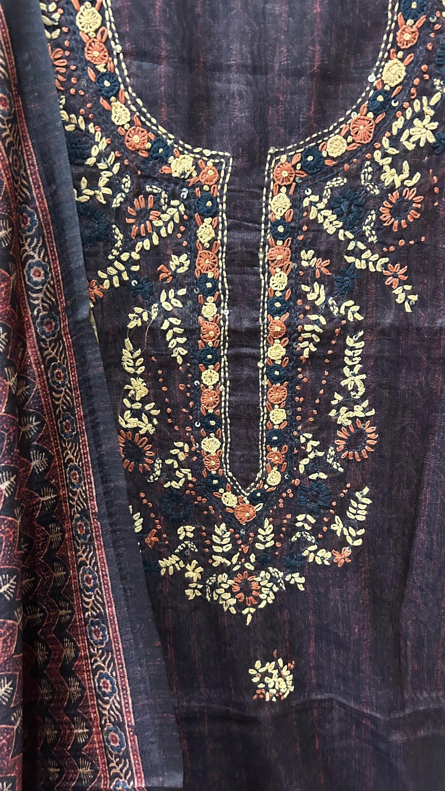CHANDERI SUIT MATERIAL WITH HAND WORK