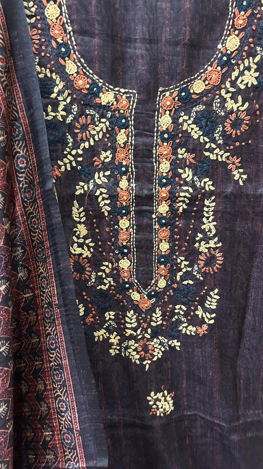 CHANDERI SUIT MATERIAL WITH HAND WORK