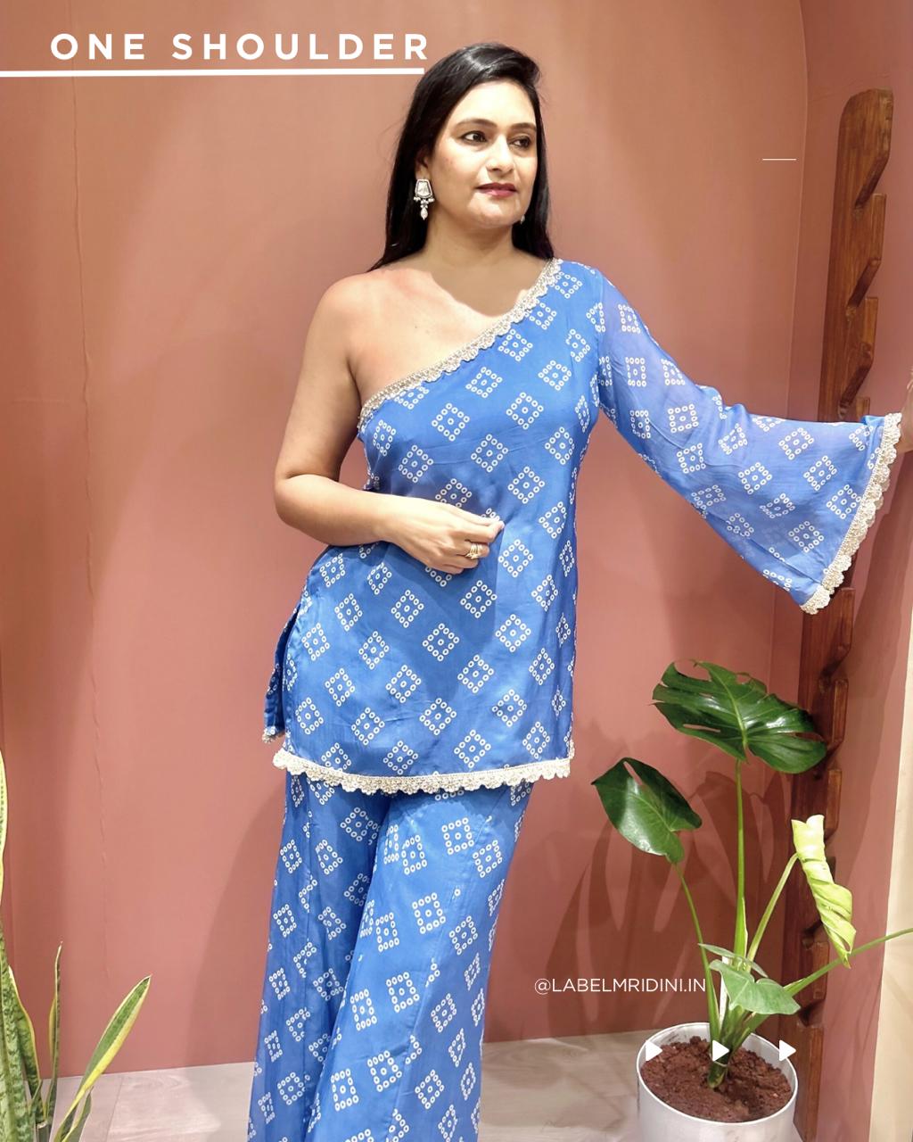ONE SHOULDER INDO WESTERN SET