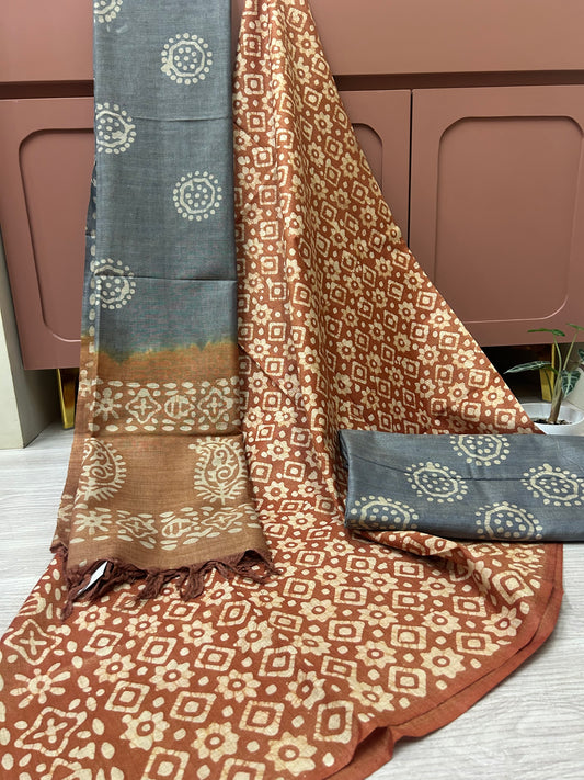 MUSTERED YELLOW BATIK SUIT MATERIAL