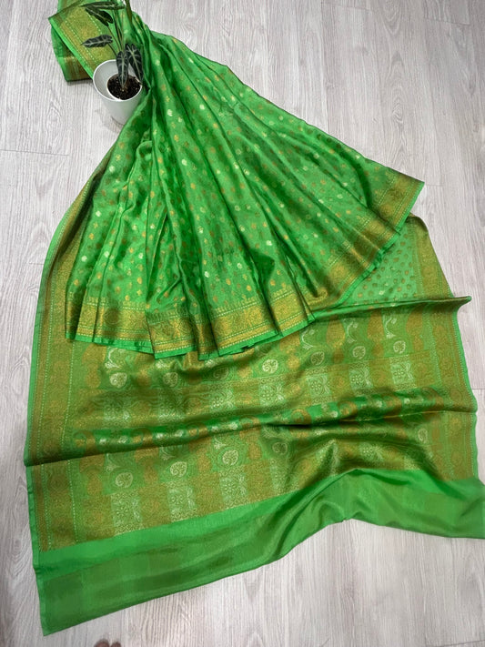 PARROT GREEN BANARSI SAREE