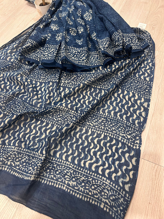 INDIGO BATIK PRINT SAREE
