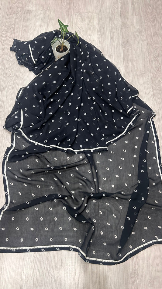 BLACK GEORGETTE BANDHINI SAREE