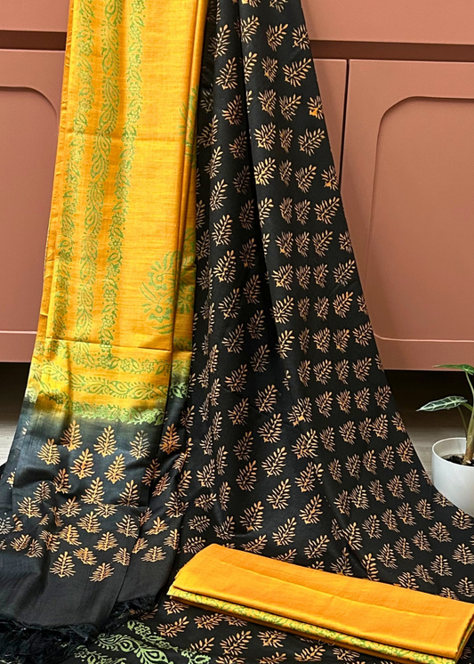 BLACK COTTON PRINTED SUIT MATERIAL
