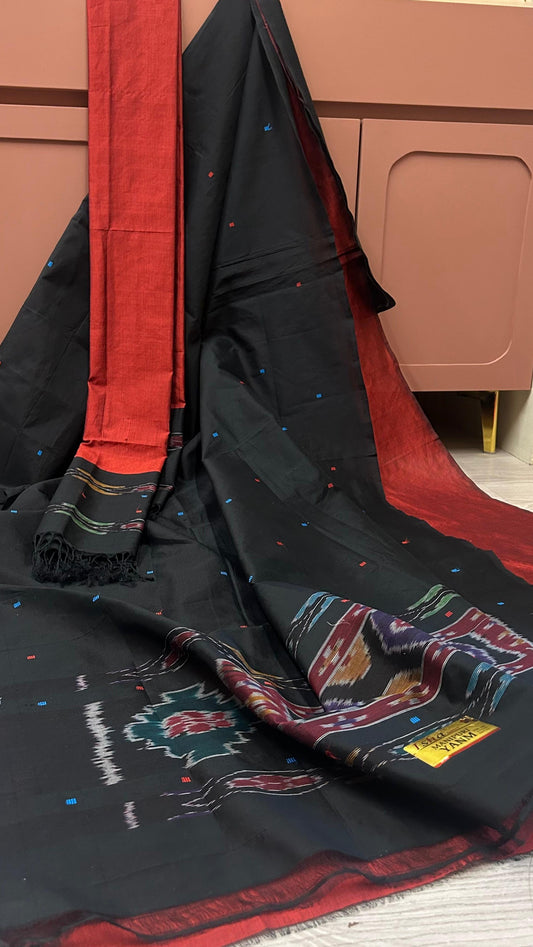 BLACK MANIPURI SILK SUIT MATERIAL