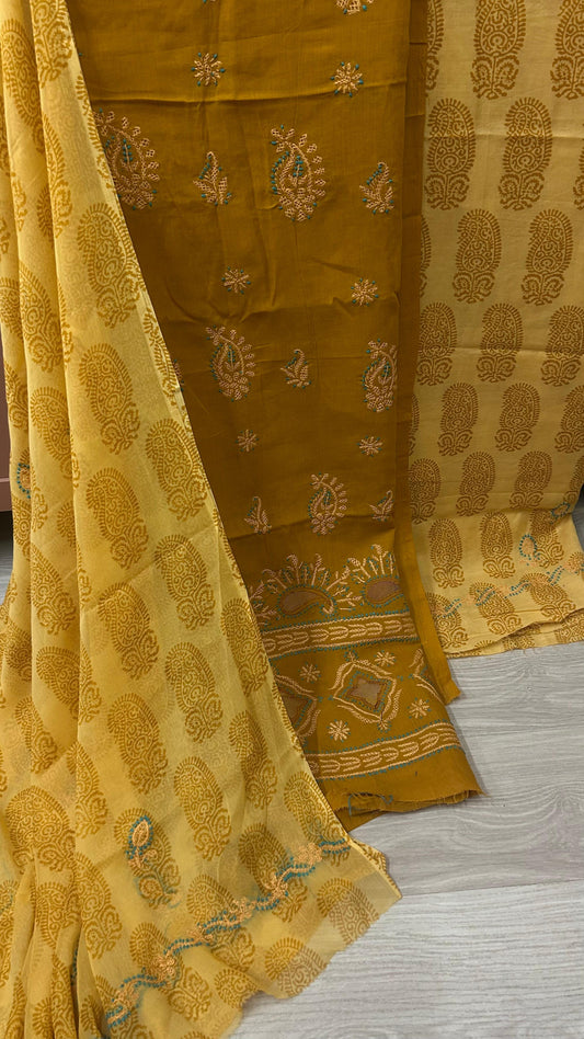 MUSTURD YELLOW CHICKEN WORK SUIT MATERIAL