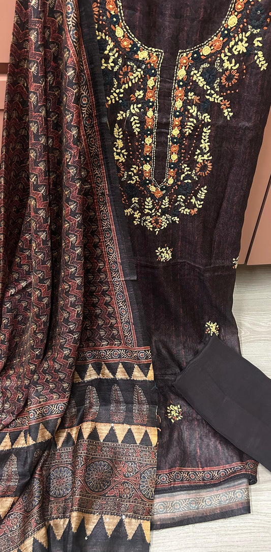 CHANDERI SUIT MATERIAL WITH HAND WORK