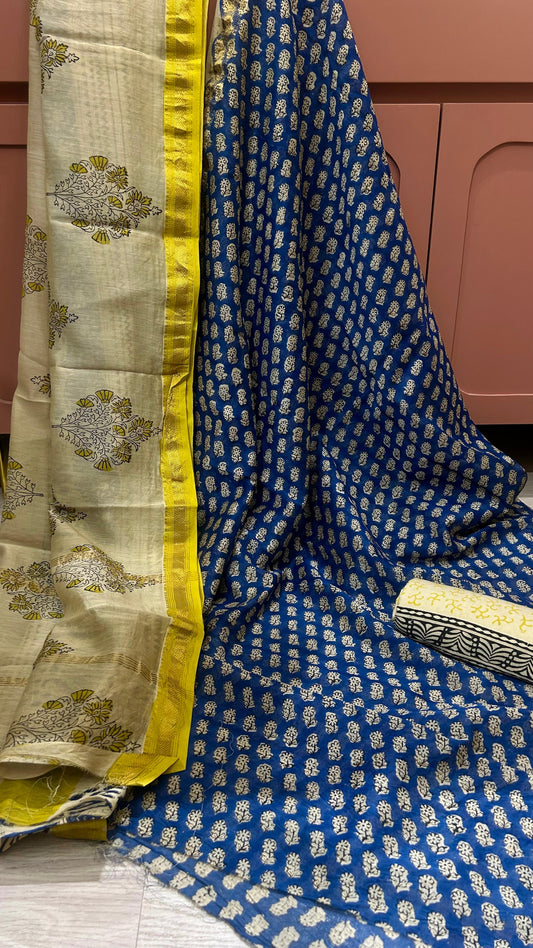 MAHESHWARI SILK BAGRU PRINT SUIT MATERIAL