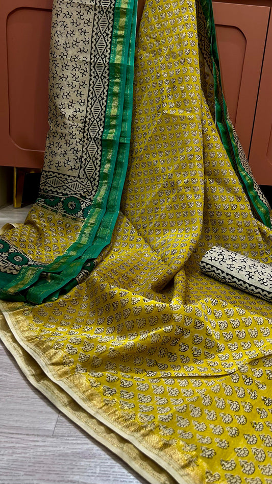 MAHESHWARI SILK BAGRU PRINT SUIT MATERIAL