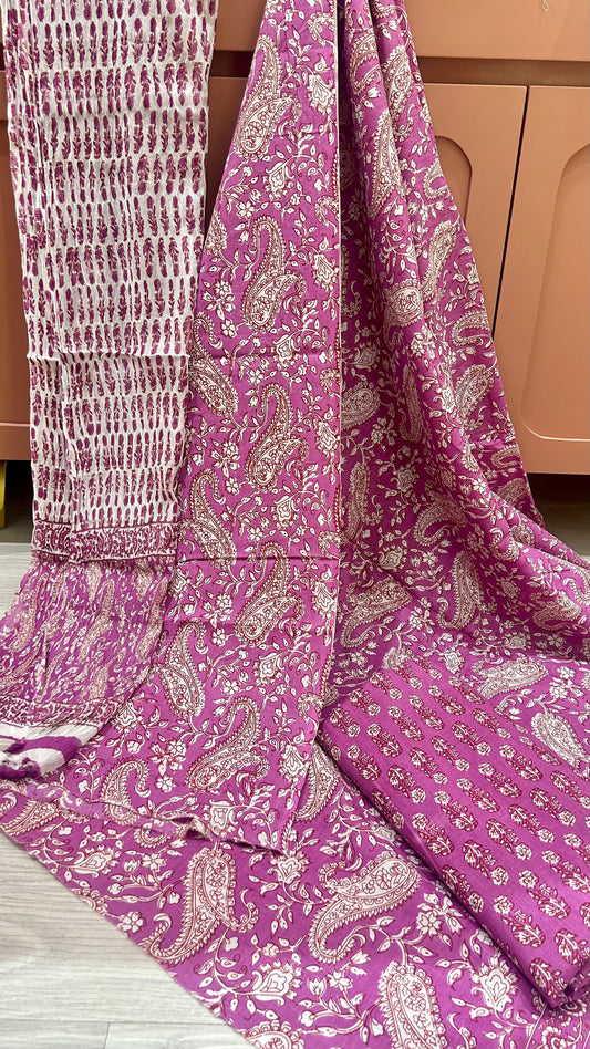 ONION PINK  COTTON SUIT MATERIAL
